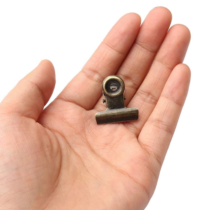 SUMAJU 100 PCS Metal Hinge Clips, Bronze Small Clips with Hole for Photos, Tags Bags, Shops, Office, Xmas Decor and Price Tag (0.87Inch/22mm) - Image 4